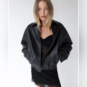 Oak + Fort Vegan Leather Bomber Jacket